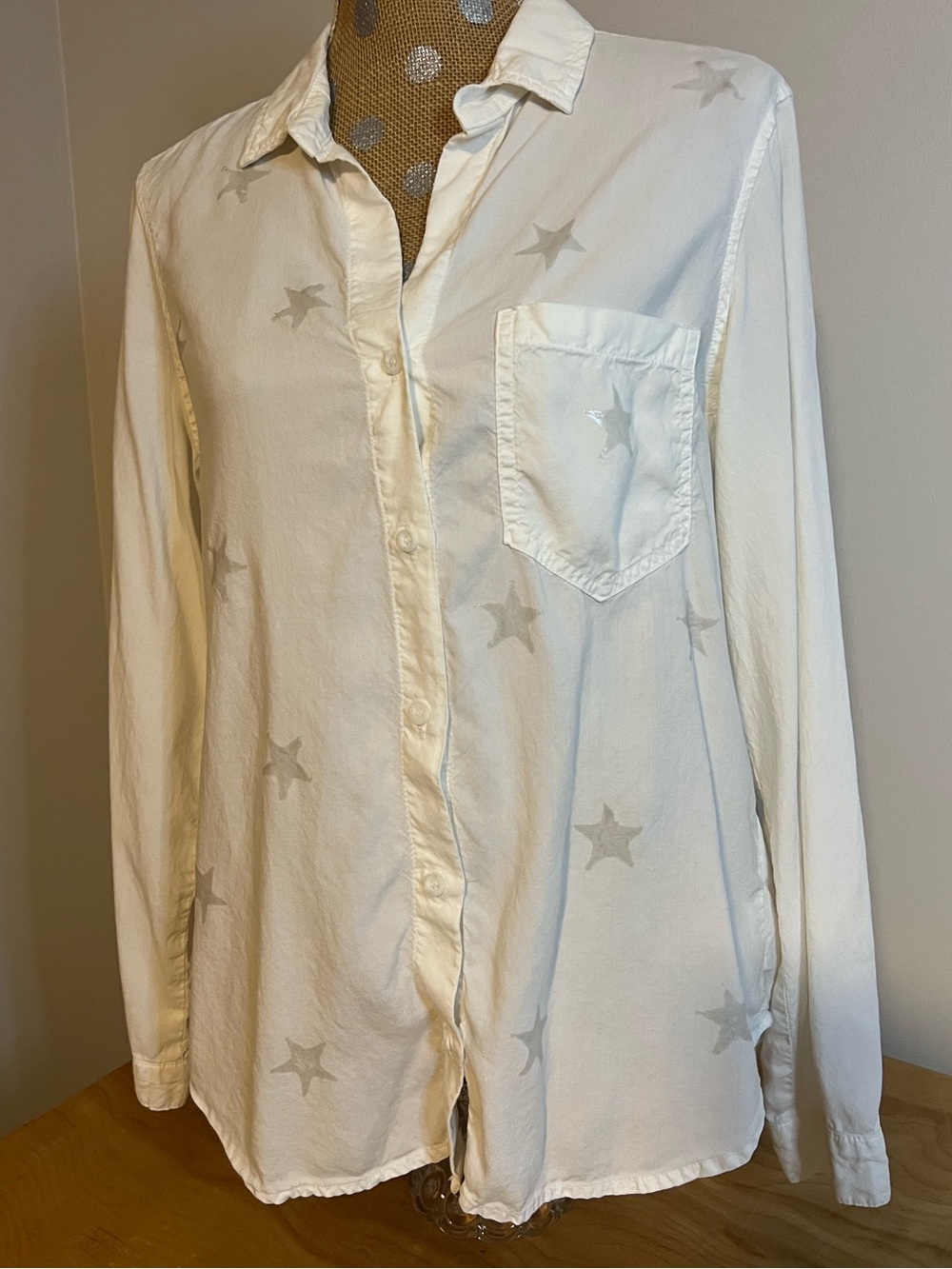 Bella Dahl White-on-White Stars Button-down Shirt